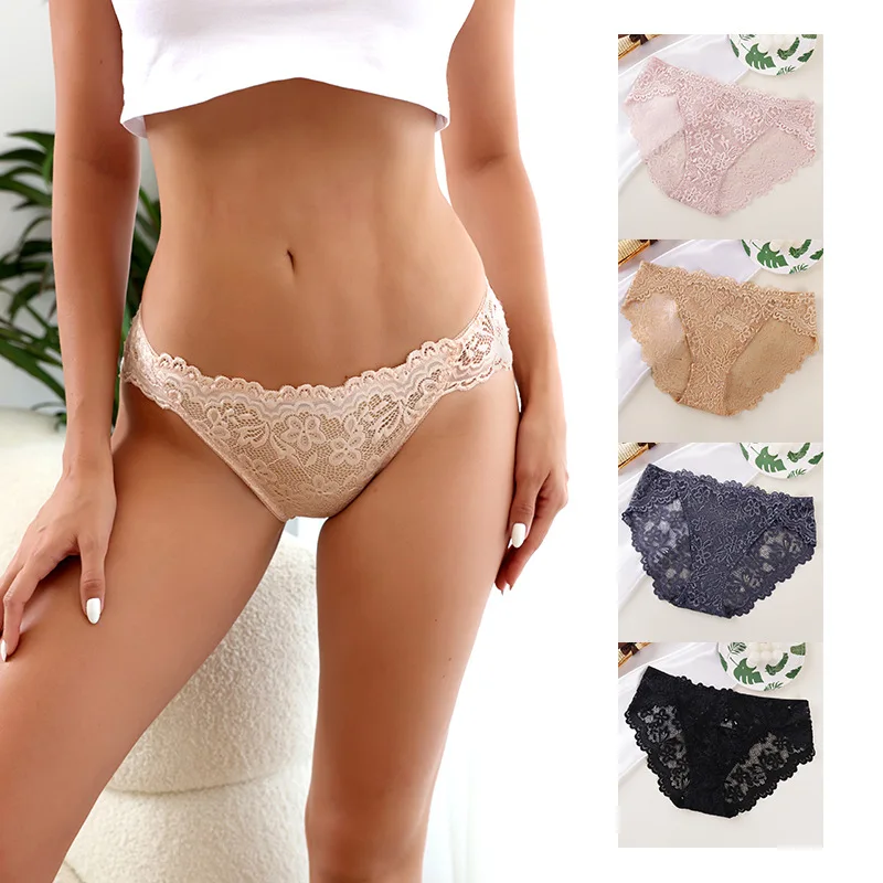 

New Women's Panties Set Sweet Lace Female Underwear Hollow Out Sexy Lingerie Soft Silk Satin G-String Cozy Woman Underpants