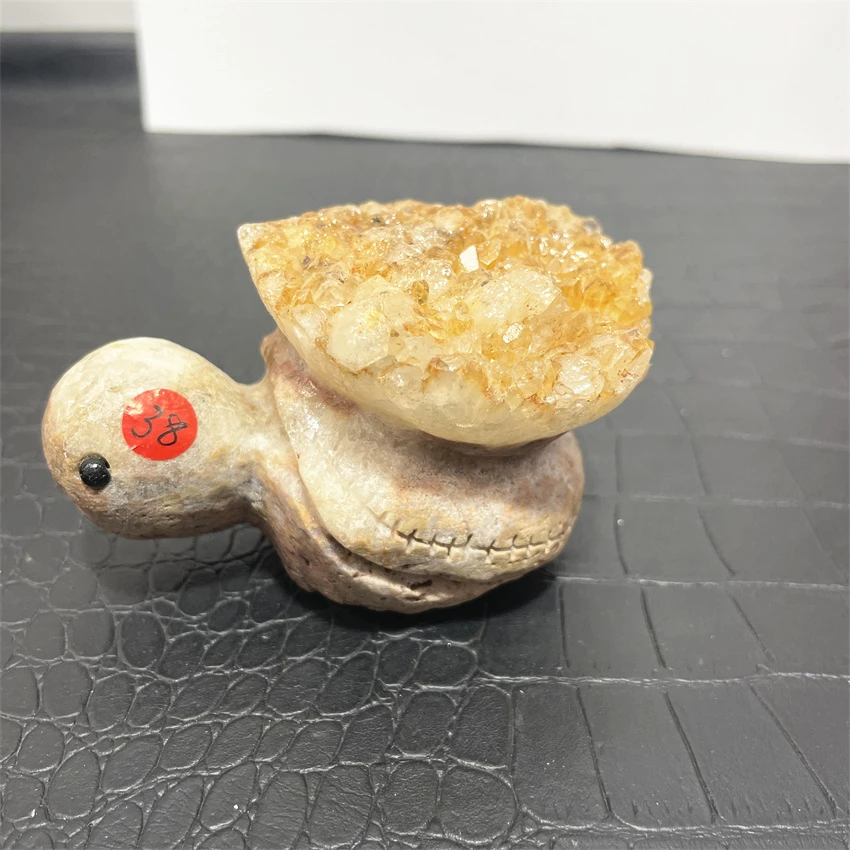 Natural Citrine Crystal Cluster Quartz Tortoise Home Decoration Druzy Geode Stone Healing