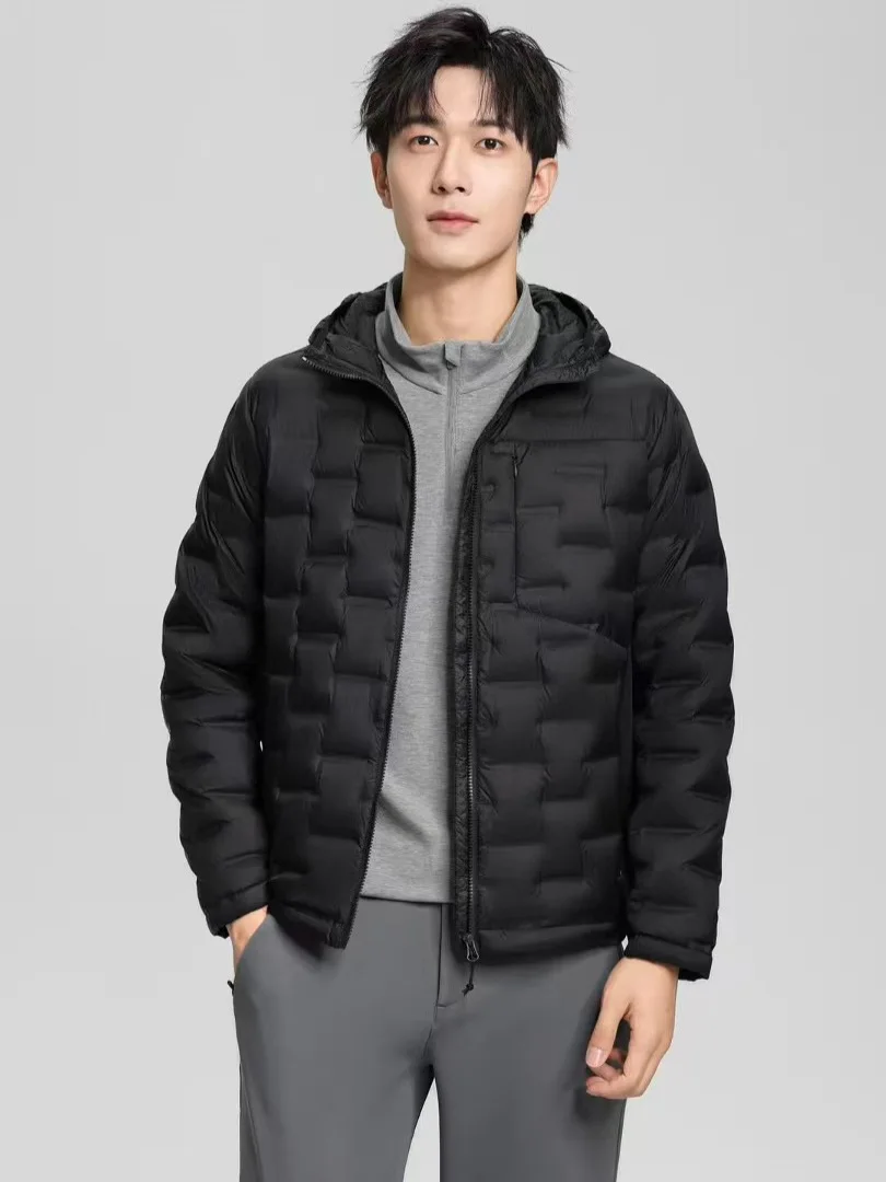 سترة شتوية غير رسمية للرجال 90% بطة بيضاء أسفل الرجال مقنعين سترات رياضية خفيفة للغاية ملابس خارجية دافئة سترات خارجية معطف خارجي