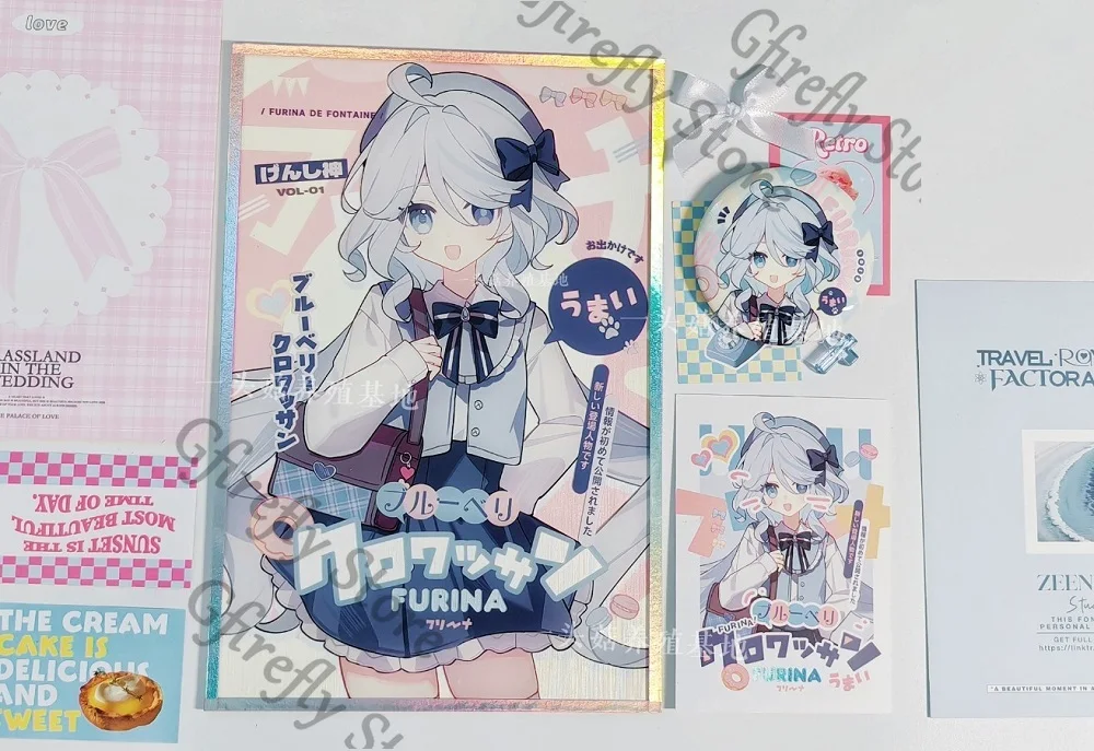

Anime Ambitus Genshin Impact Coloured Paper Emblem Furina Decoration Colleagues Badge Standing Plate Instant Camera Gift