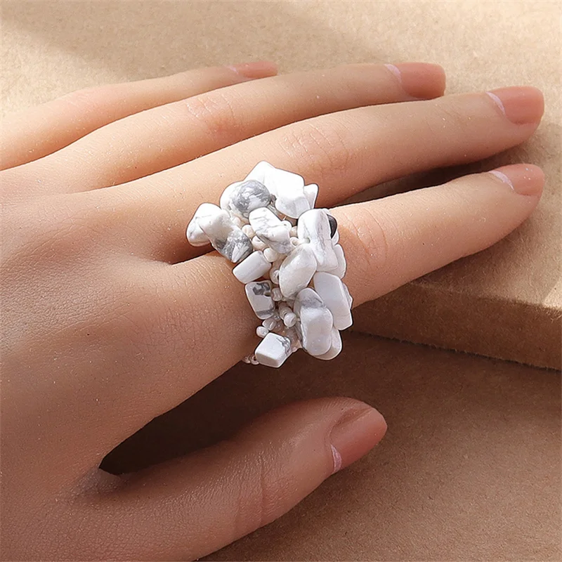 

Ms Betti Luxury Natural Multi Stone Rings Elastic DIY Jewelry For Wife Christmas Gifts 2023 New Year Free Shipping