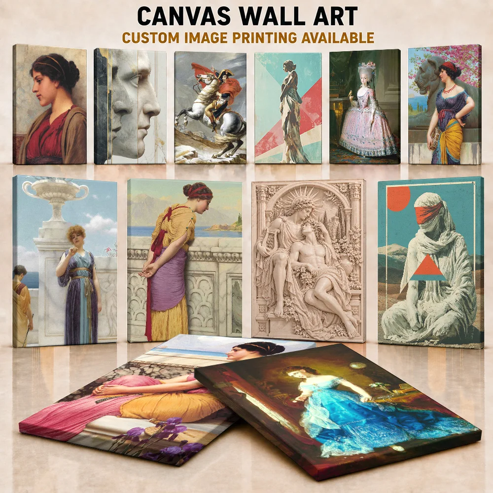 Neoclassical Art Framed Canvas Posters Museum Style Wall Decor With Personalized Photo For Bedroom Or Study Ideal Curator Gift