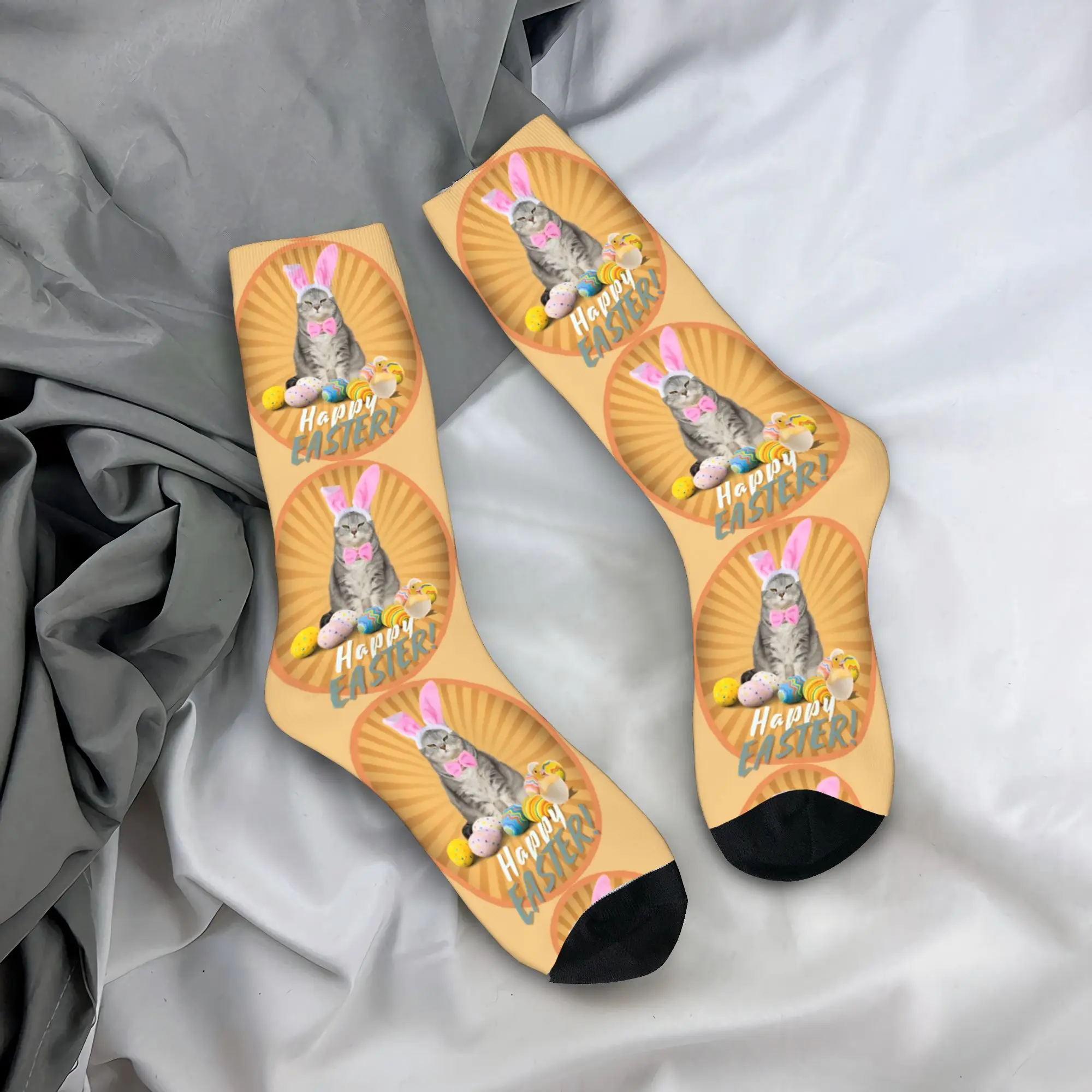 

Funny Easter Cats Ears Bunny Eggs Socks Anti-Slip Stockings Couple Warm Soft Cycling Socks Winter Funny Design Socks