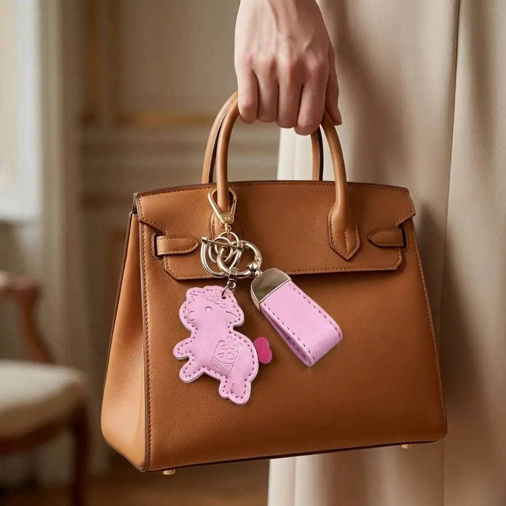 Kawaii Cartoon Pu-Lamm-Schlüsselanhänger, Leder-Zodiak-Ziegen-Anhänger, Anti-Verlust-Riemen, Ziegen-/Schaf-Taschenanhänger, Taschenhänger – Detail 3