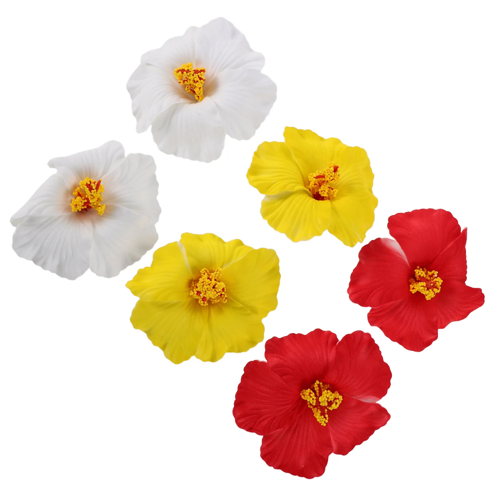 

6pcs Artificial Flower Hairpin Durable Material Hibiscus Clips Girls Floral Claw Fashion Accessories Hair Flowers Bridesmaid