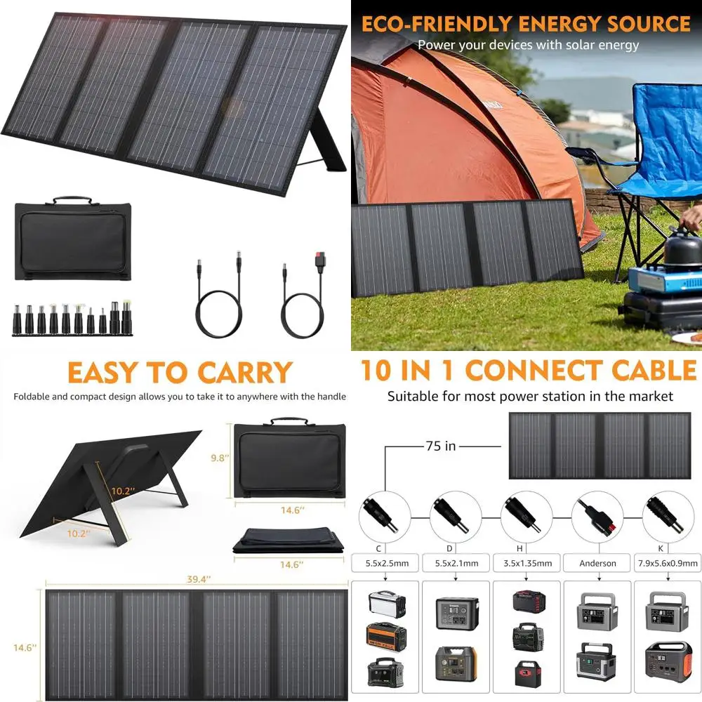 

60W 18V DC Output Solar Panel or 100-350W Portable Power Stations for Camping, RV Trips, and Outdoor Adventures