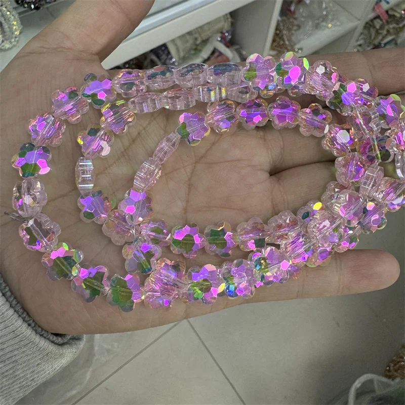 30pcs High Quality Multicolor AB Color Crystal Beads Plum Flower Shape Faceted Glass Beads For Jewelry Diy Making Necklace New