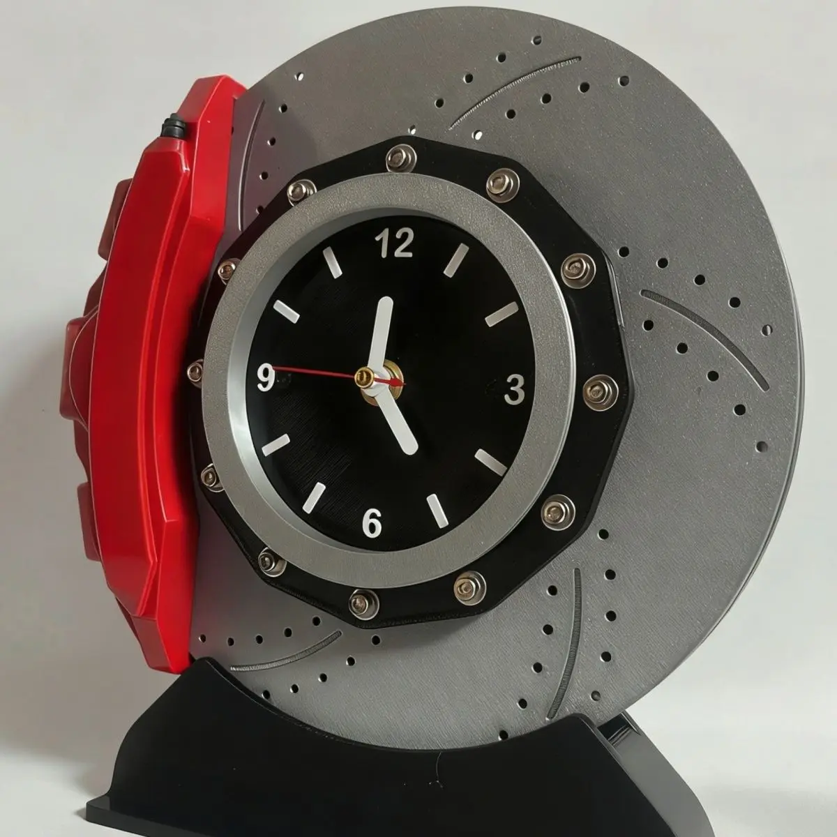 Original 3D Printing 23cm Diameter DIY Brake Disc Caliper Ornament Wall Clock, Desktop Roman Numeral Magnetic Quartz Clock