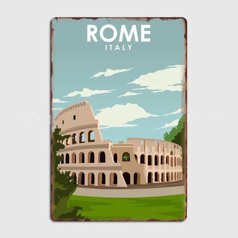

Tourist Attraction Rome Italy Travel Posters Wall Art Metal Painting Vintage Garden Tin Sign Home Decor Room Decoration