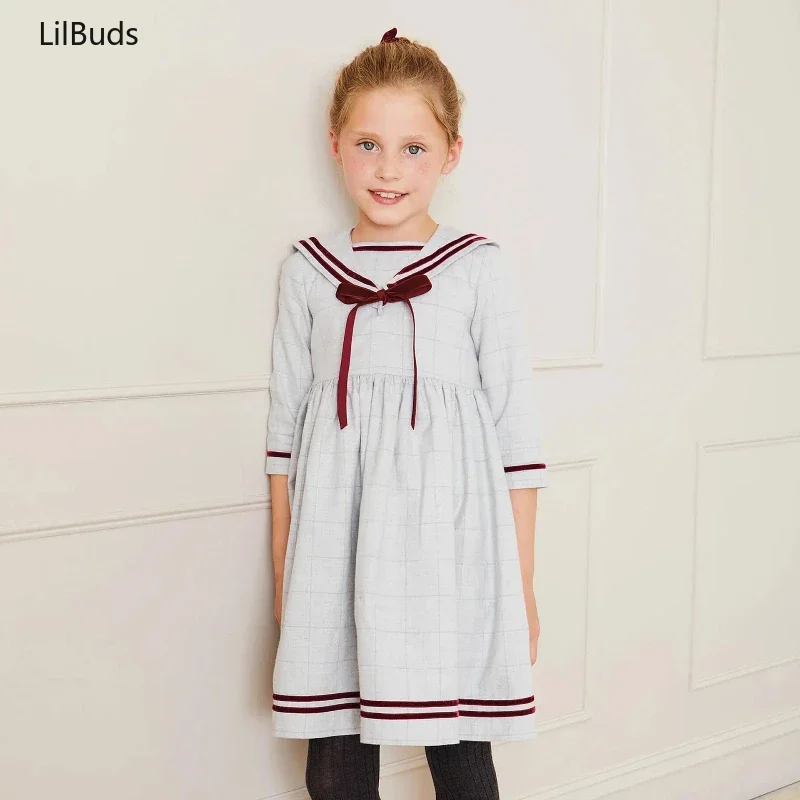 2024 kinder Kinder Geburtstag Kleidung Mädchen Outfits Navy Prinzessin Schwester Kleid Kostüme Baby Langarm Herbst Casual Kleidung