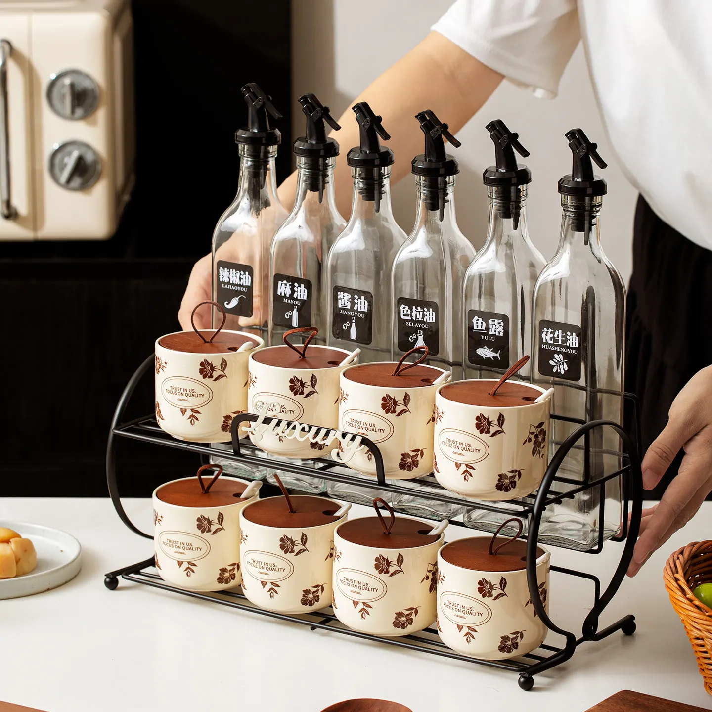 

Набор банок для приправ French Sle Cerc: контейнеры для хранения на кухне, для домашнего использования, комбинированные емкости для специй и соли, винтажный дизайн, кухонные принадлежности