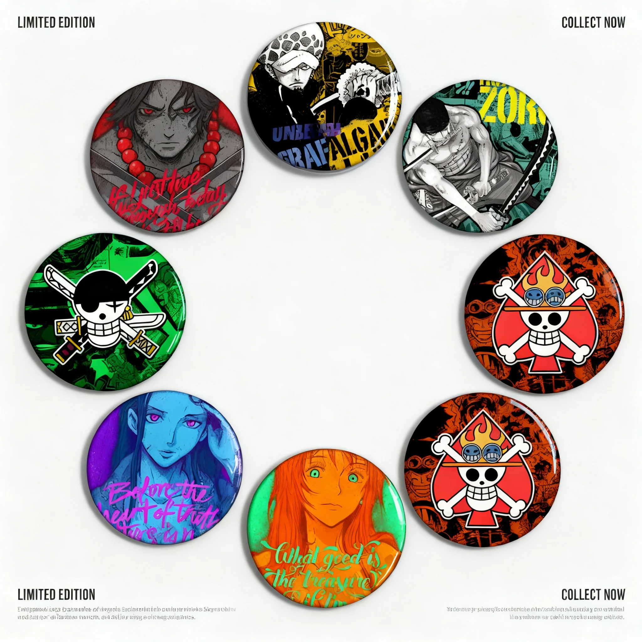 Pin Metálico de Anime One Piece, Luffy, Ace, Zoro, Sabo, Nami, Robin, Accesorios de Cosplay, Joyería, Regalo para Fans, Colección