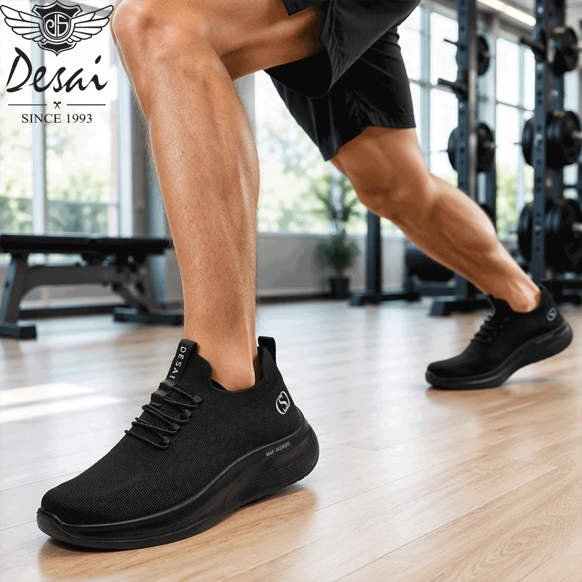 Desai Men's Wide Width Mesh Slip-on Sock Sneakers Thick Sole Breathable Lightweight Walking Shoes Casual Daily Commute view 4