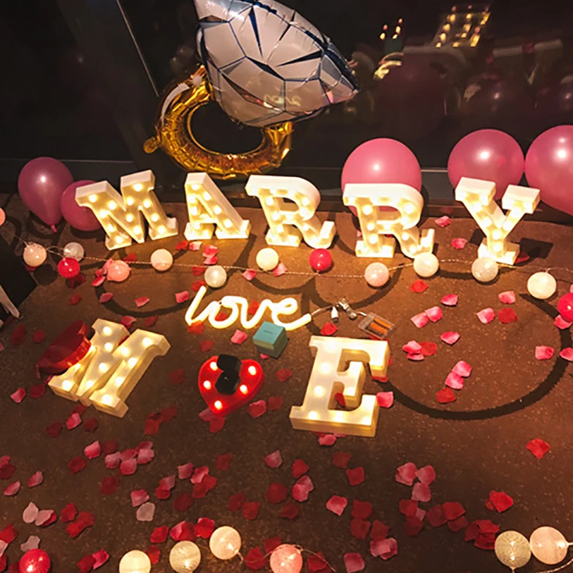 16cm Alphabet Letter LED Lights Marquee Sign Number Lamp Decoration Night Light For Party Bedroom Wedding Birthday Christmas