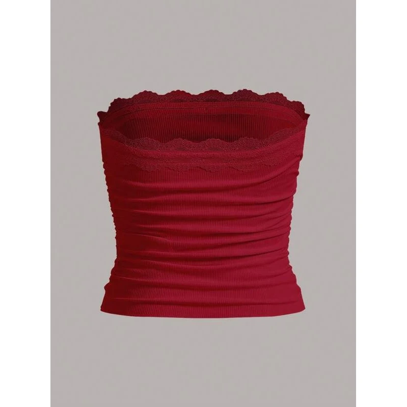 

Strapless Knot Sexy Bustier Slim Fit Dress Inner And Outer Wear Short Sleeveless Top for Women Fashionable Basic