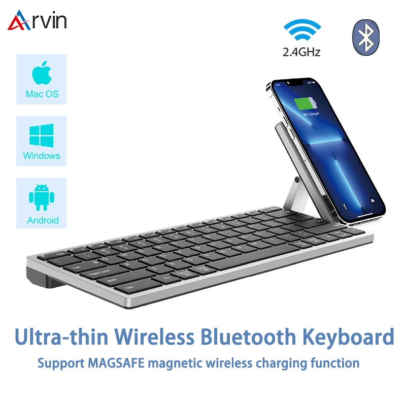 

Arvin Wireless Bluetooth Keyboard with Phone Wireless Charging Office PC Gaming Keyboard IOS Android Windows ipad Laptop Keypad