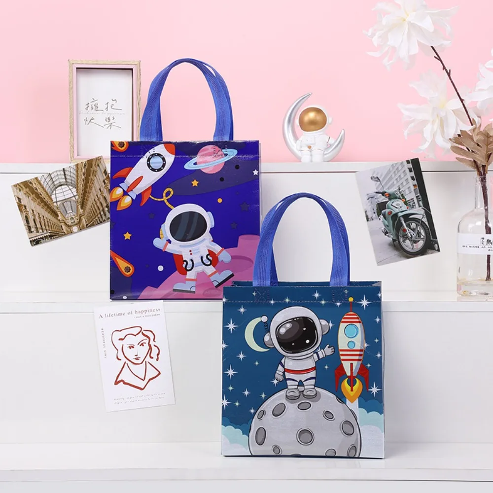 Cartoon Astronaut Non-woven Bag Handbag Space Astronaut Tote Bag Storage Organizer Shopping Bag Astronaut Gift Packaging