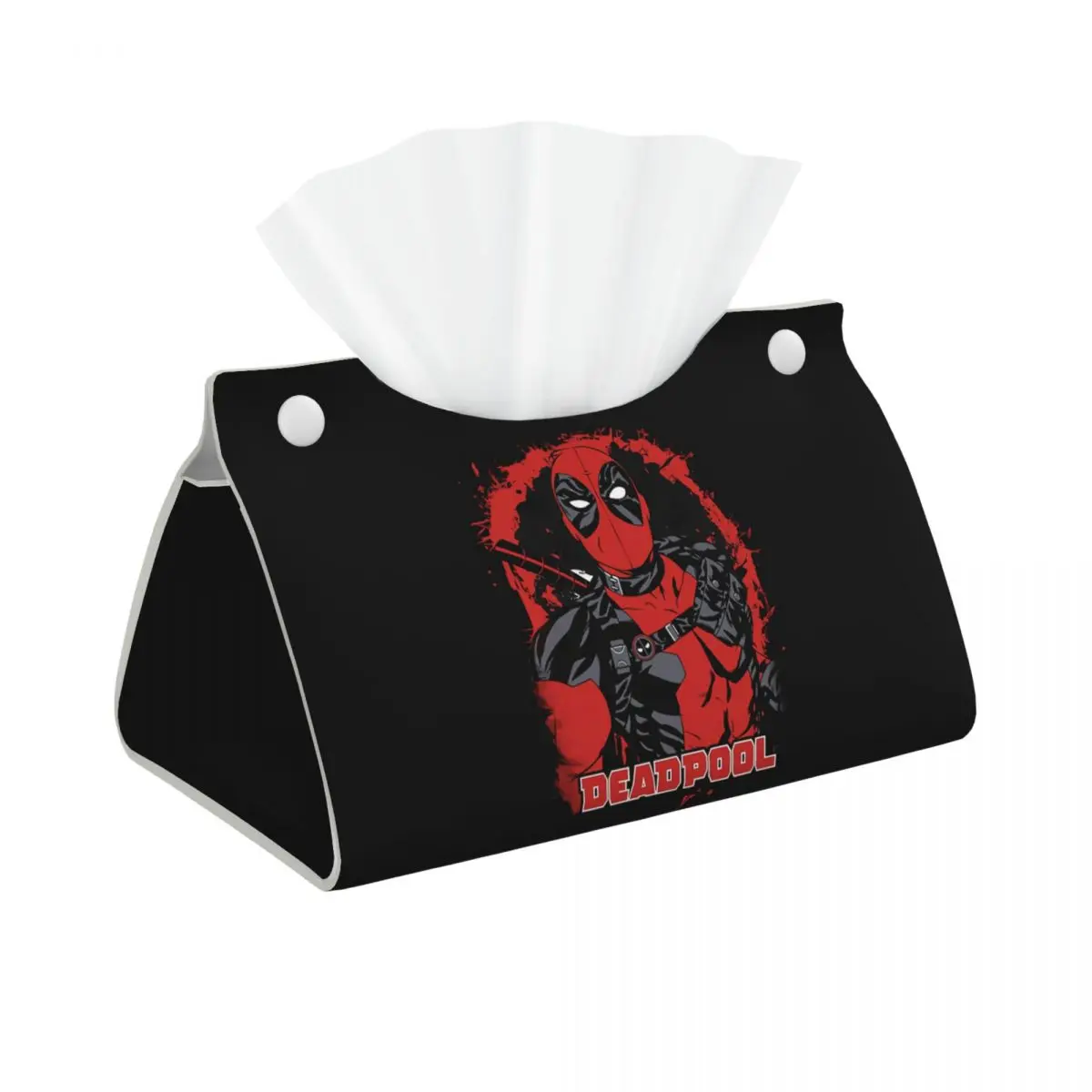 

Custom Deadpool Anime Tissue Box Cover PU Leather Rectangular Facial Tissues Holder for Home