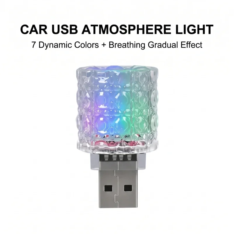 Car Interior LED Decorative Atmosphere Light, 1Pc USB 8 Colors Touch Sensor Lamp, Car Trunk Reading Lamp