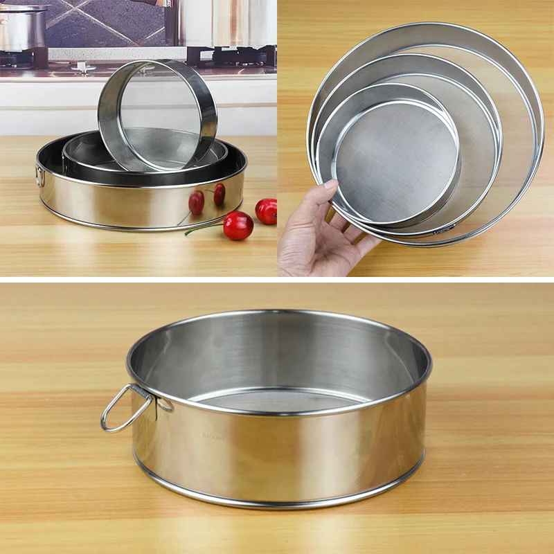 304 Stainless Steel Flour Sieve 60 Mesh Thickened Sesame Baking Tools Holding Ultrafine Flours Sift Kitchen Cake Accesories