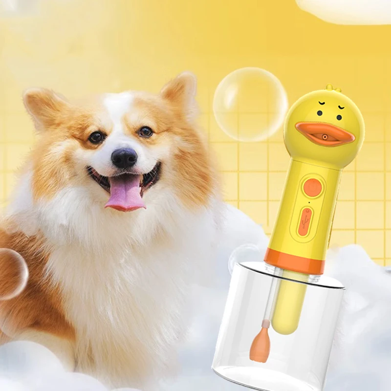 Yellow Duck Pet Cleaning Bathing Electric Foam Machine Usb Charging Automatic Soap Dispenser Foam Machine Pet Accessories