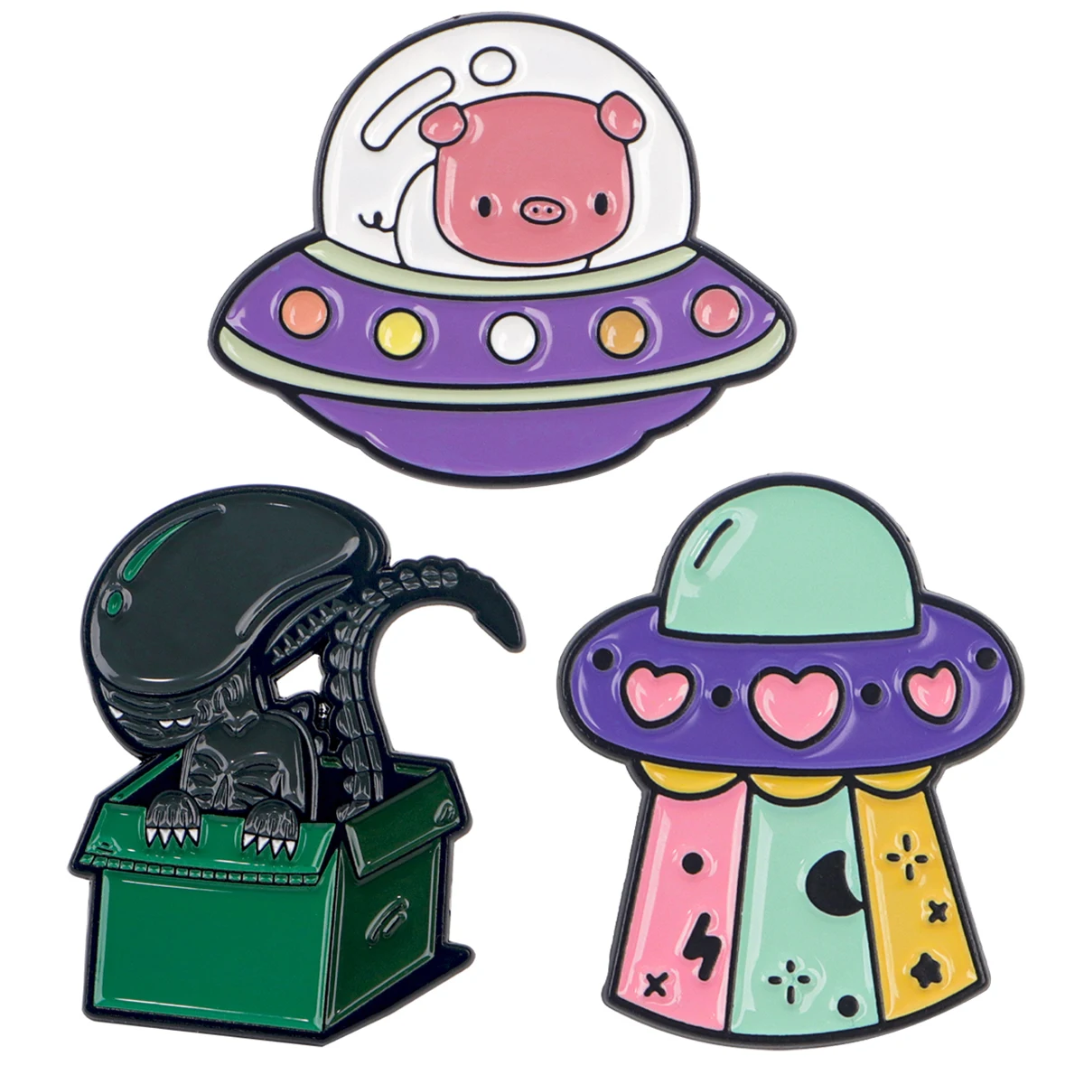 

Cute Alien Enamel Pin Lapel Pins UFO Badges on Backpack Brooches for Women Cosplay Accessories Toys Gifts for Friends