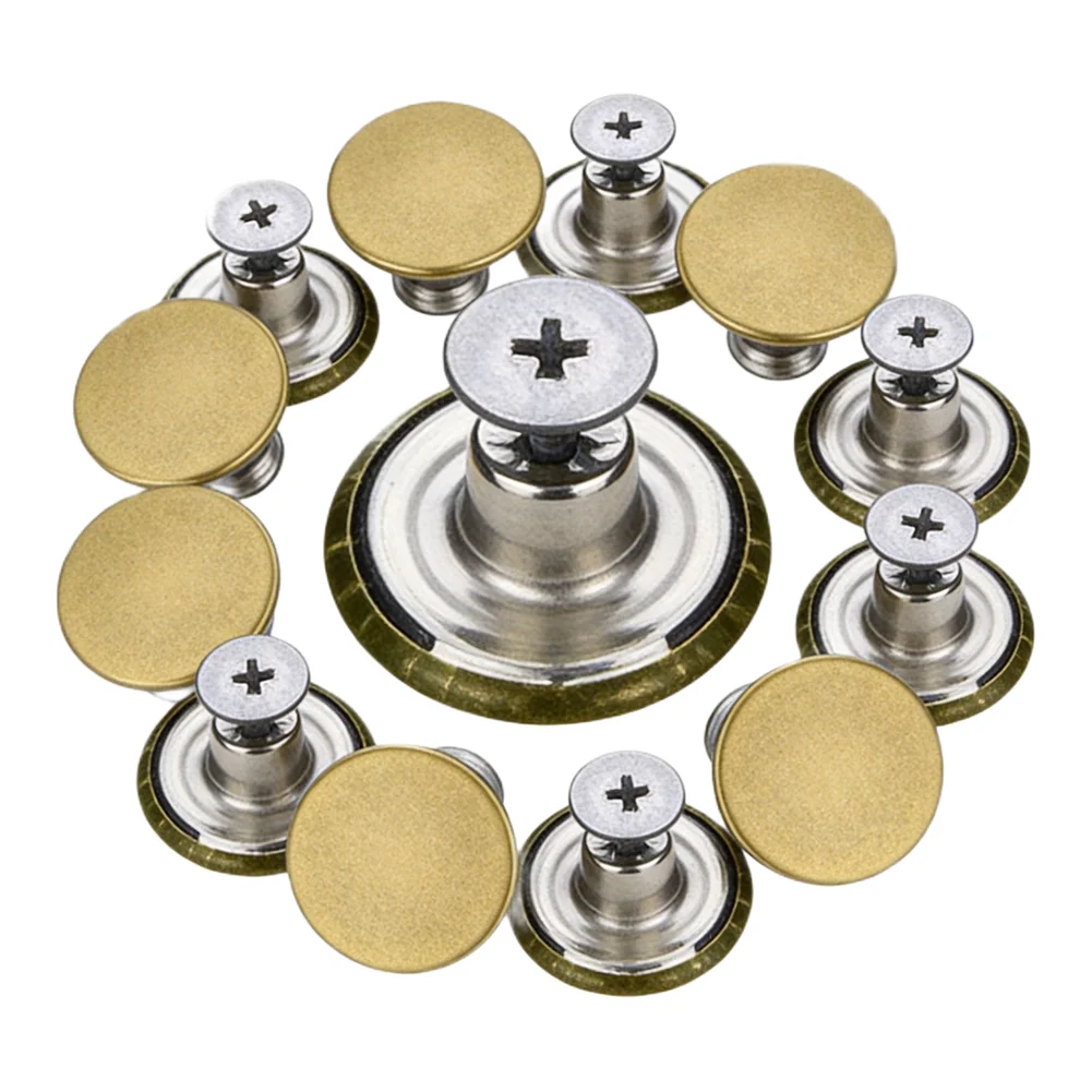 Screw-Activated Metal Jeans Buttons 10 PCS Kit for Pants Denims Jackets Suspenders Bags and Strong Fabric Attachment