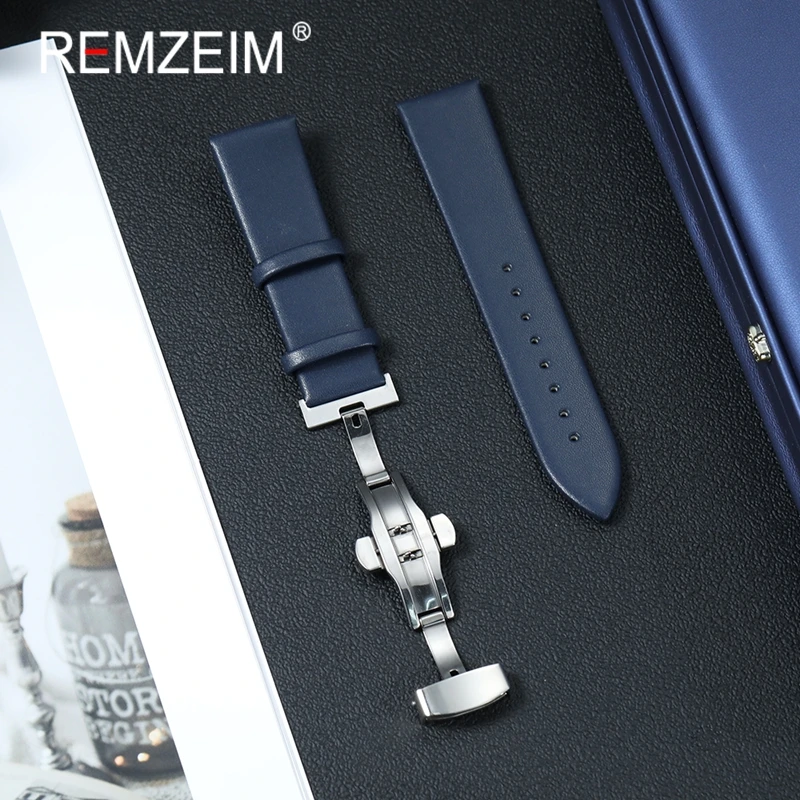 

Women's Ultra-thin Leather Wristwatch Band 18mm 20mm 22mm Watch Band with Automatic Butterfly Clasp Watchband Accessories