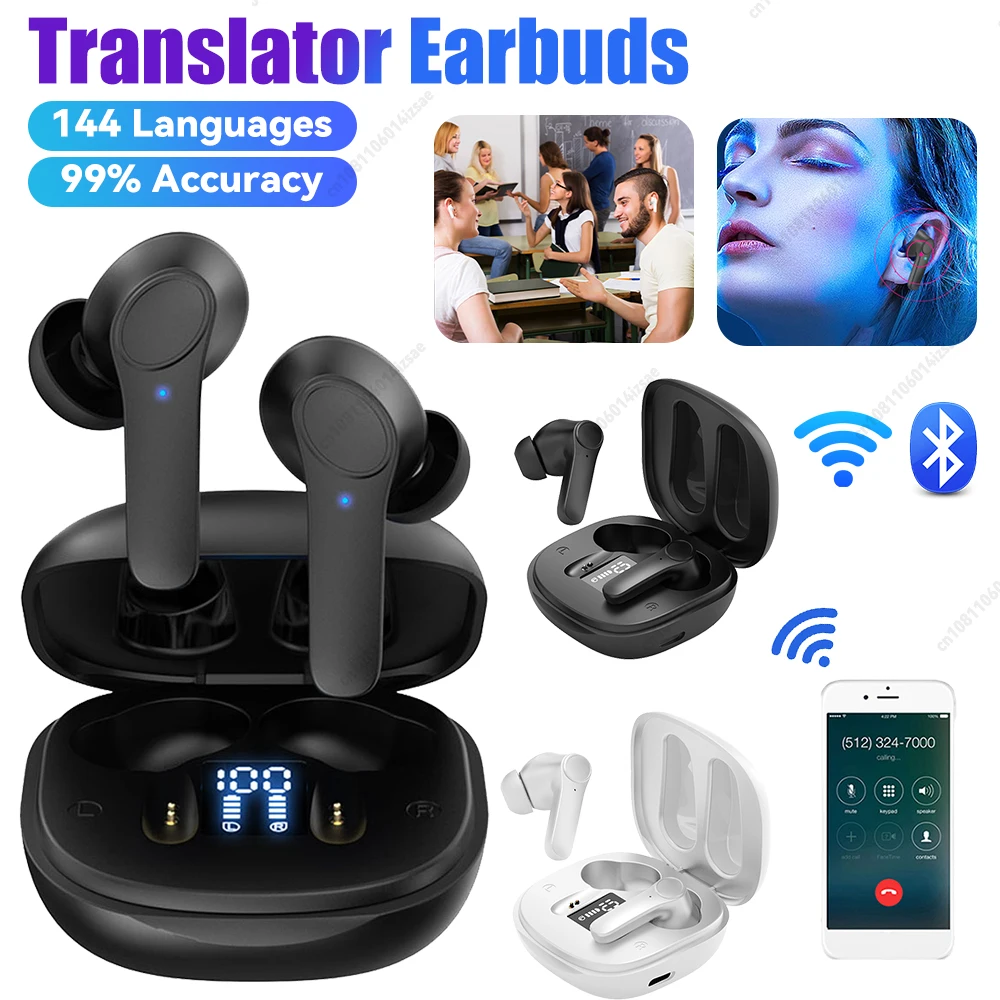 B11 Real Time Translation Headphones Bluetooth Earbuds Translator 144 Languages Simultaneous Business Interpretation Earphones