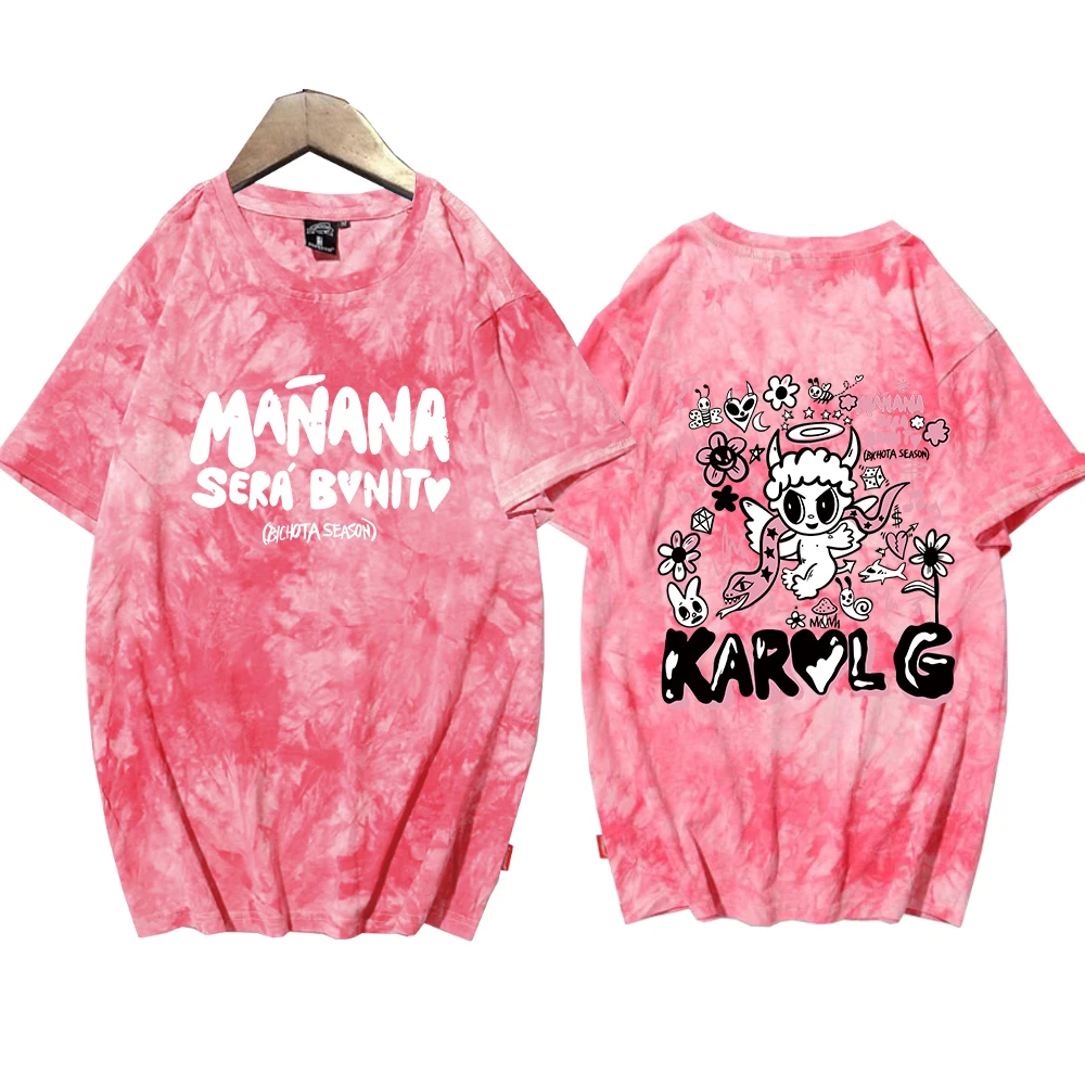 2023 Hot Karol G Bichota Double Sided Print Short Sleeve Women Men T Shirt Hip Hop Tie Dye T Shirt