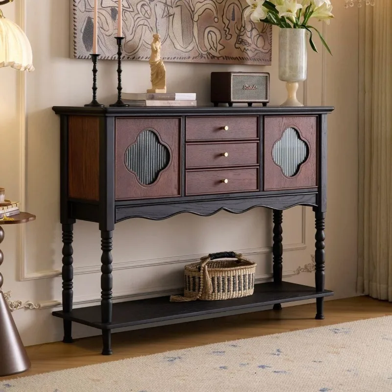 Home entrance cabinet antique living room dining room partition rack French retro corner cabinet new model