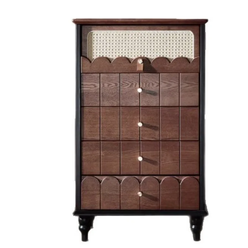 

Vintage French Style Solid Wood Wicker Chest of Drawers for Living Room Storage Cabinet Tea Cabinet Sideboard Display Cabinet