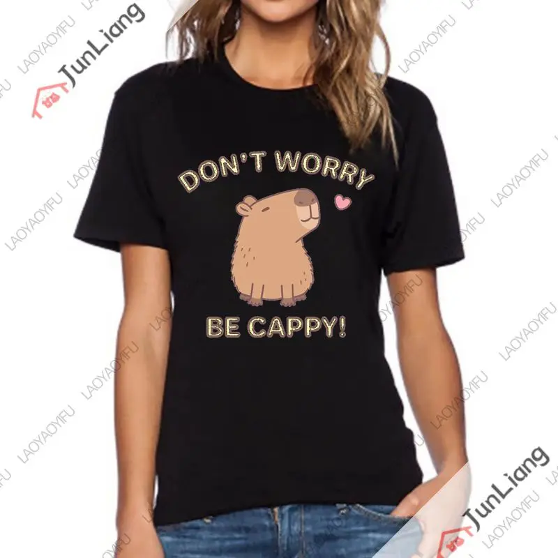 كابيبارا كابيرا كاواي متعة الرقبة المستديرة القطن تي شيرت الهيب هوب هدية عيد ميلاد في الهواء الطلق ملابس عصرية غير رسمية #2