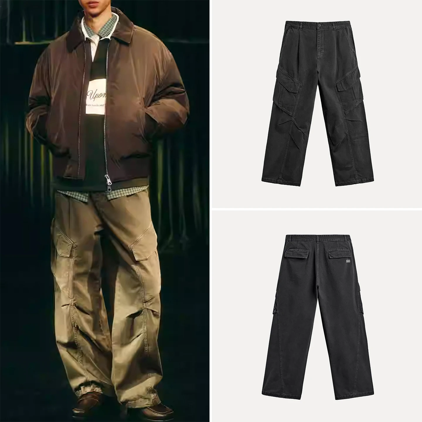 

Мужские модные повседневные брюки свободного кроя с эффектом потертости, весна 2026, прямые брюки со средней посадкой, из других материалов