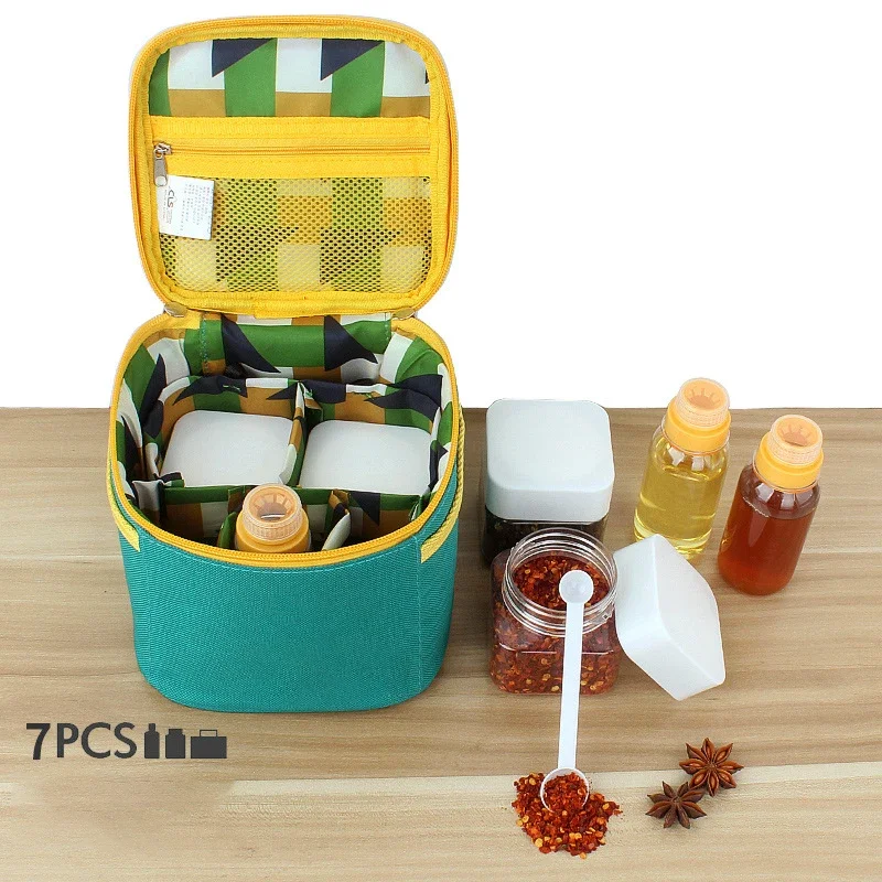 

Outdoor Portable Spice Cruets Seasoning Jar Pouch Camping BBQ Organizer Condiment Bottles Set for Camping Barbecue Picnic