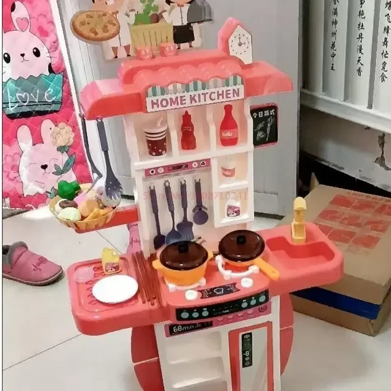 Juego de cocina de Casa de juegos para niños, cocina con pulverizador, minicomida para bebé, simulación de comedor, regalos de Navidad, juguetes de