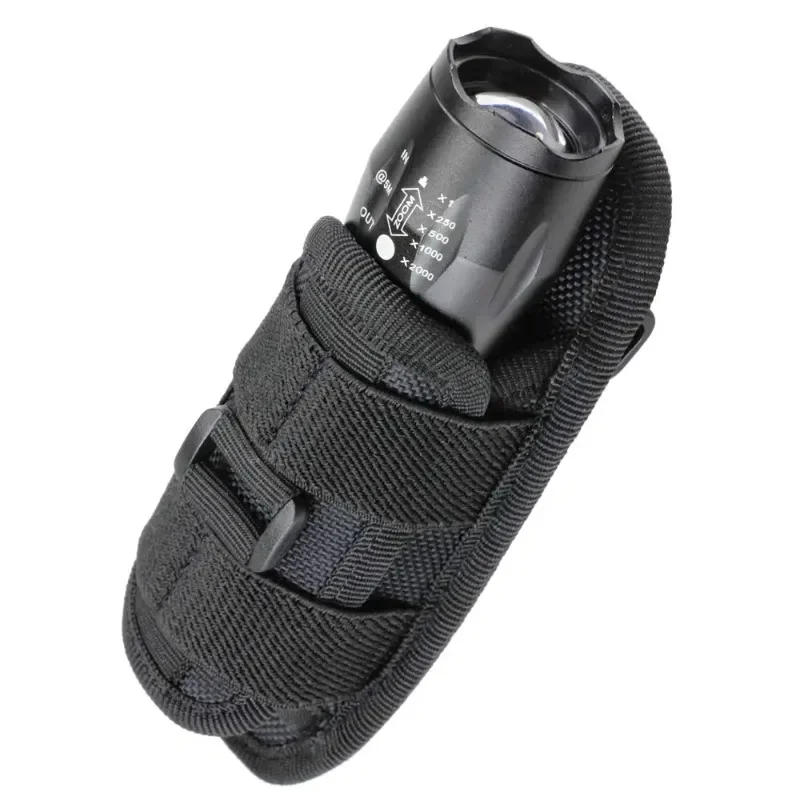 Tactical Flashlight Pouch Holster Rotatable Holder Belt Clip Tactical Torch Carry Case with 360 Degree Carabiner Reel Clip chli