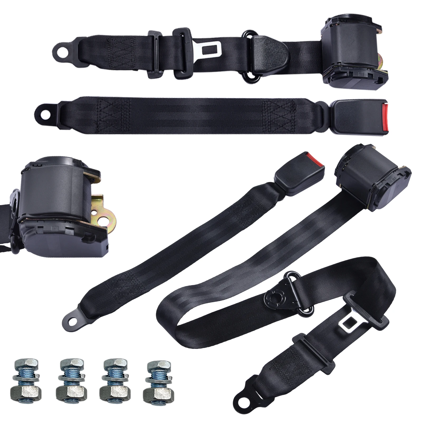Image of 2er-Pack 3-Punkt-Automatik-Sicherheitsgurt, 3 Meter, universeller Sicherheitsgurt mit Schulterpolster, automatisch verriegelnder Fahrzeugsicherheitsgurt-Ersatz für Limousinen, SUVs, LKWs, Wohnmobile,