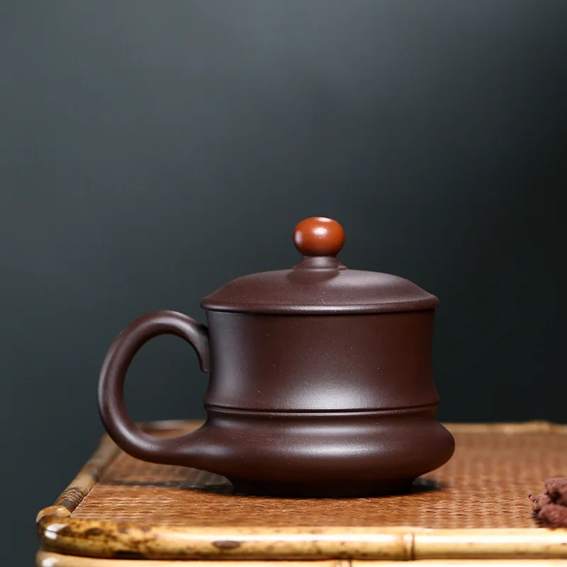 High Quality Yixing Handmade Ore Boccaro Cup Opportunity Knocks with Cover Large Capacity Side Handle Office Teaware