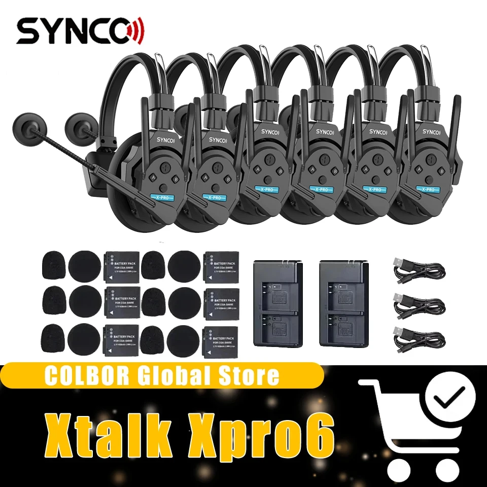 

SYNCO Xtalk Xpro6 Беспроводная связь-гарнитура Певица-вкладыш Домофонная система для киносъемки Телевизионная съемка