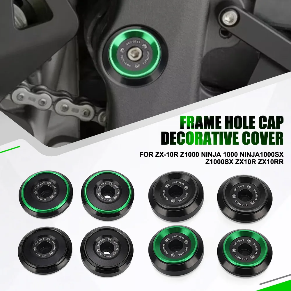 

2PCS Frame Hole Cover Caps Plug Decorative Frame Cap Set For Kawasaki ZX-10R Z1000 Ninja 1000 Ninja1000SX Z1000SX ZX10R ZX10RR