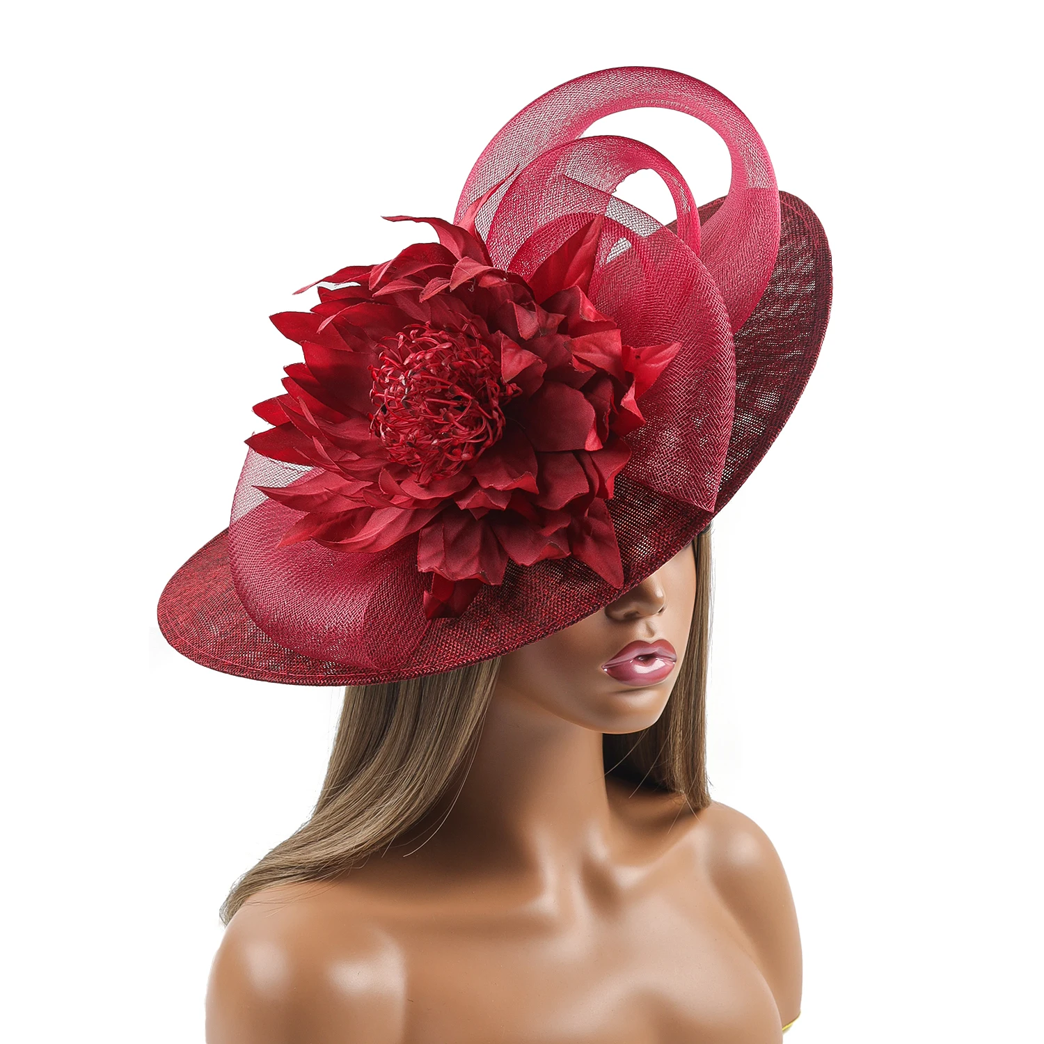 قبعة سيناماي الساحرة على شكل زهرة مع فيونكة شبكية قابلة للتمدد للنساء، إكسسوار رسمي عصري عالي الجودة لمهرجانات الزفاف #3