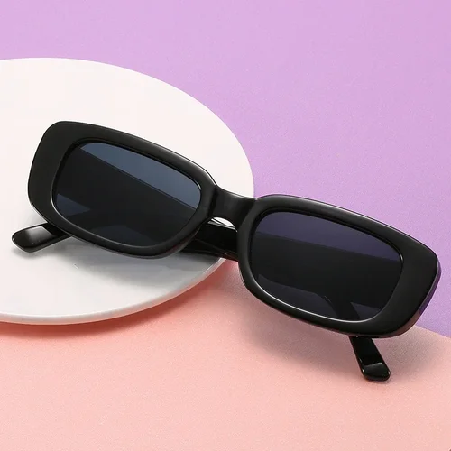 Imagen 1 del producto Gafas De Sol cuadradas negras a la moda para mujer, gafas De Sol rectangulares pequeñas De marca De lujo para mujer, gafas De Sol con espejo transparente Degradado