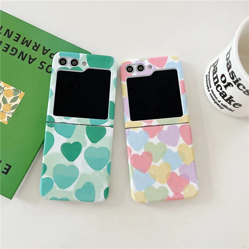 Ins Korean Fashion Flower PC Phone Case For Samsung Galaxy Z Flip 5 Case For Galaxy Z Flip 4 Cover Z Flip 3 Capa Z Flip5 Case
