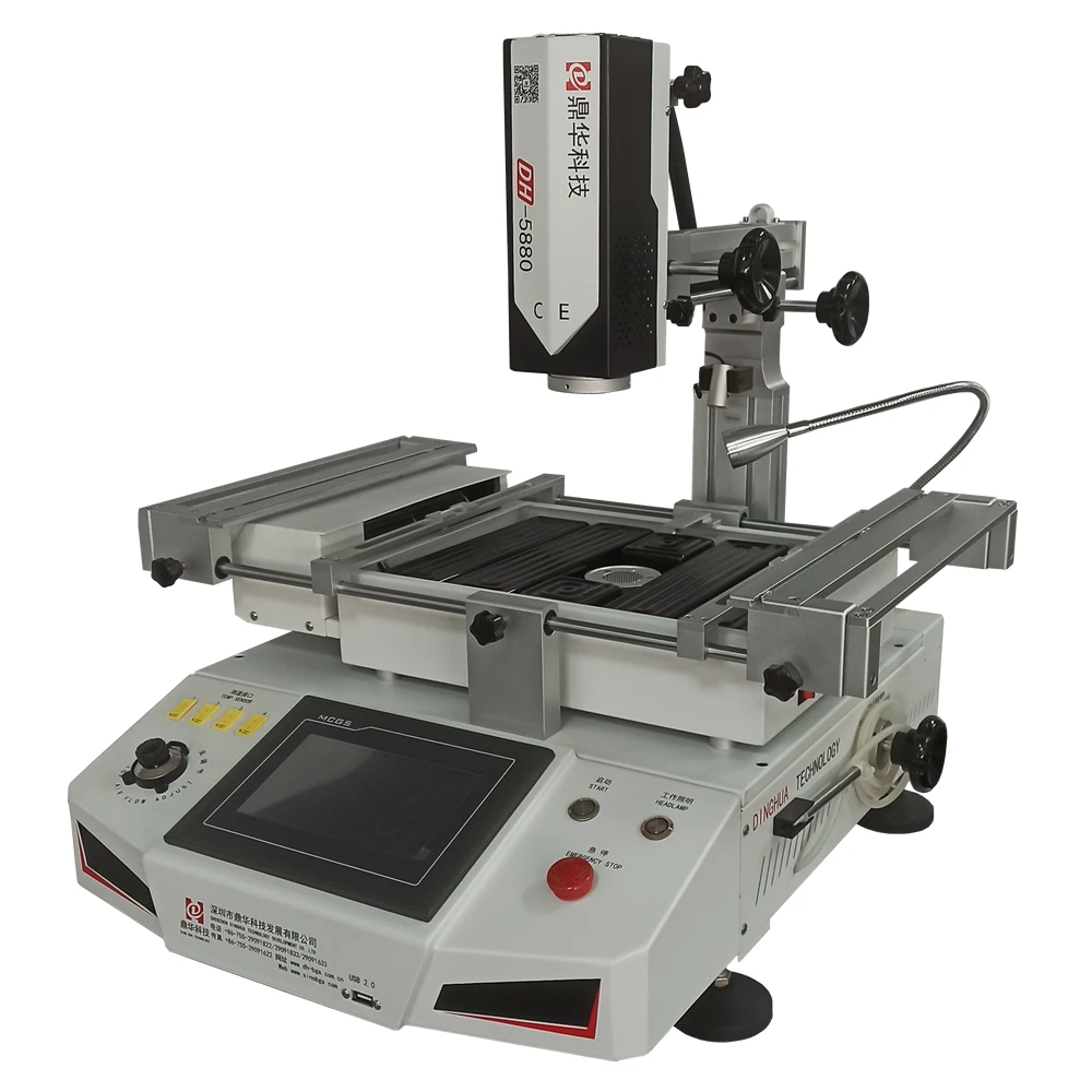 DH-5880 Hot Air BGA Rework Station Touch Screen 5500W 3 Heating Temperature Zones SMD PCB Chips Soldering Repairing Machine 220V