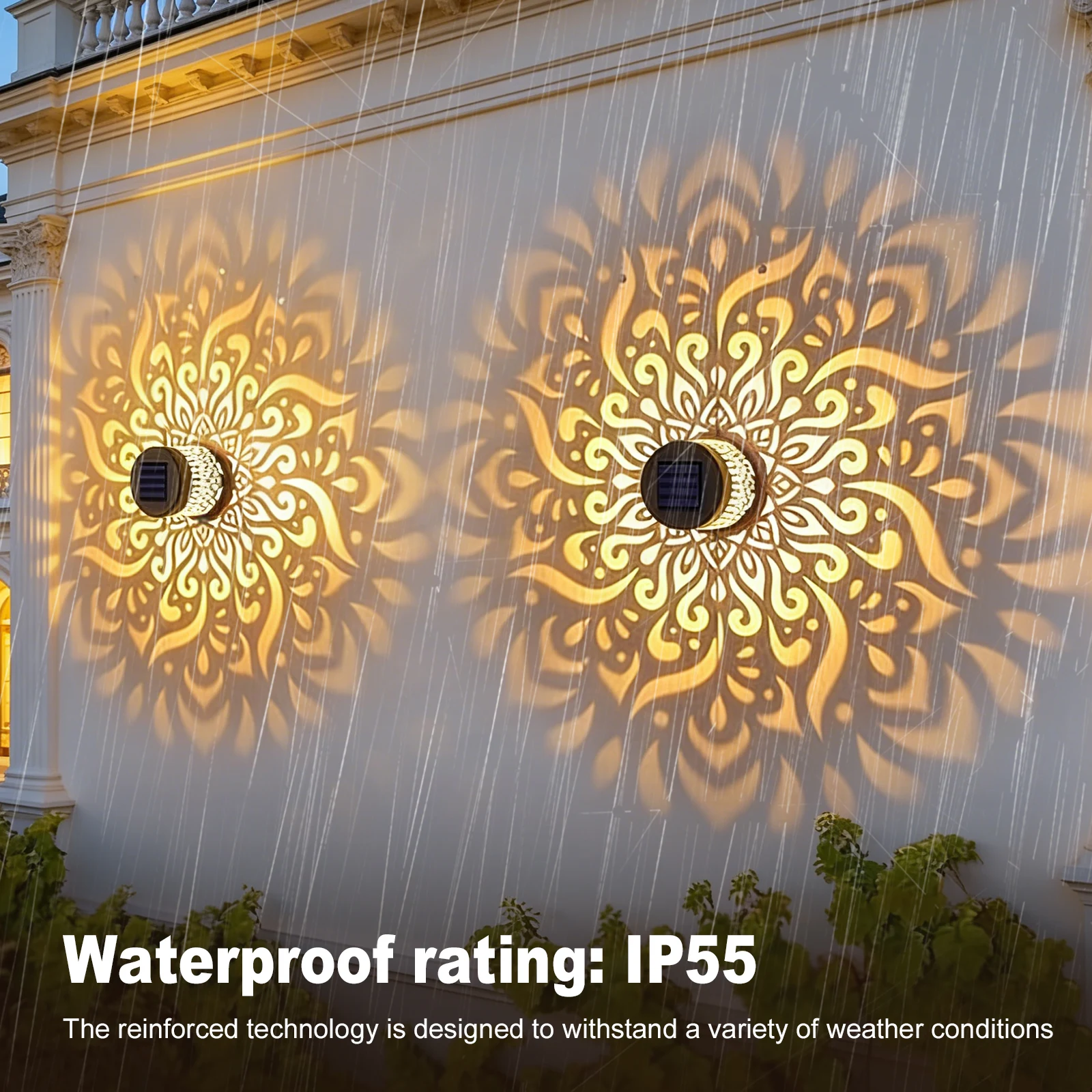 Solar Lights IP44 Waterproof Outdoor Wall Sconce Fence Lighting LED Spot Lens Deck Lights for Backyard Patio Step Railing