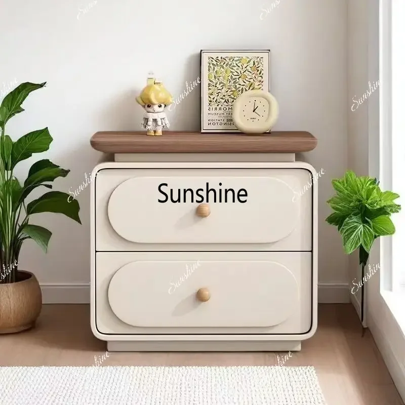 Modern Nightstand Pet-Friendly Cat Scratch Leather Solid Wood Frame Scandinavian Minimalist Bedroom Aesthetic Cube FurnitureY