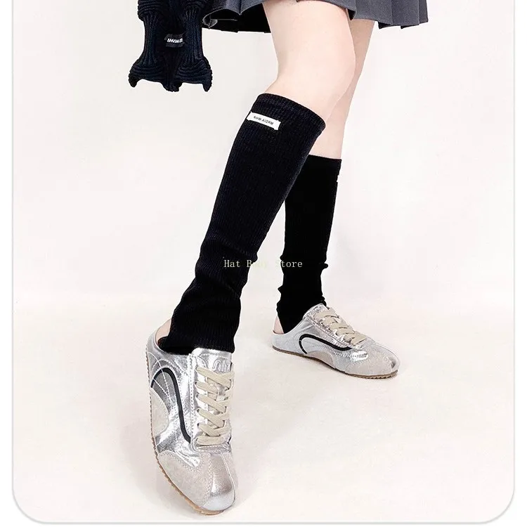 Summer Thin Footed Sock Sleeves for Women Gray/White Slouch Socks | Ballet-style Calf Socks & Yoga Leg Warmers for Slimming