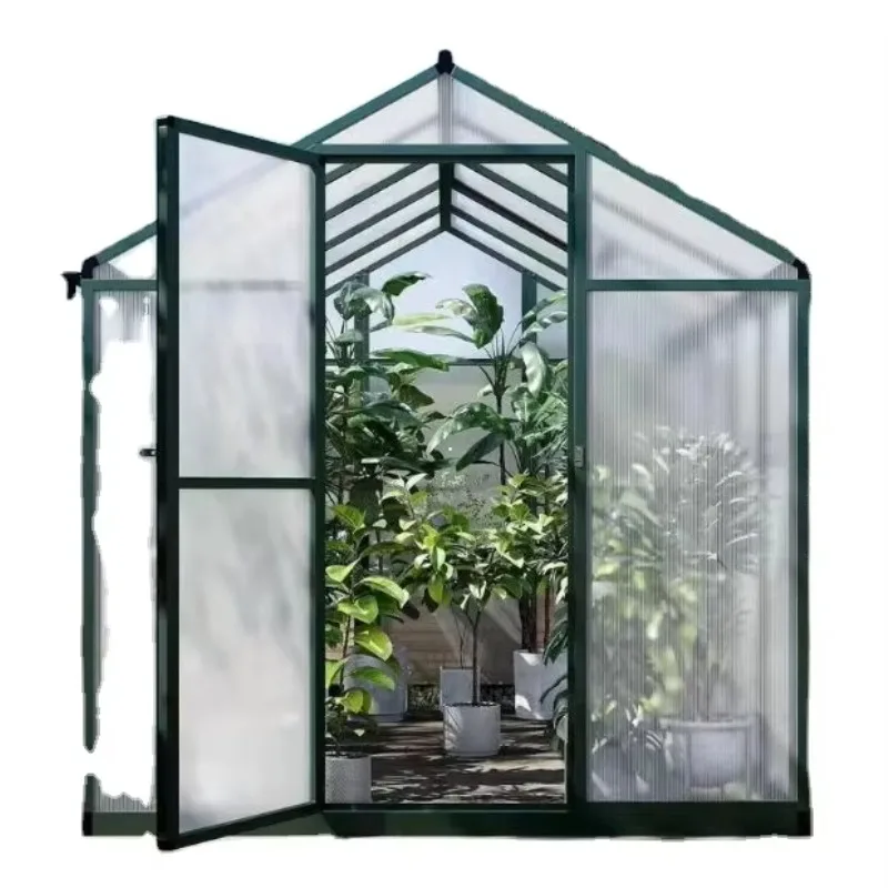 

6 * 10Ft greenhouse for garden polycarbonate greenhouse with roof vents, large walk-in greenhouse in aluminum