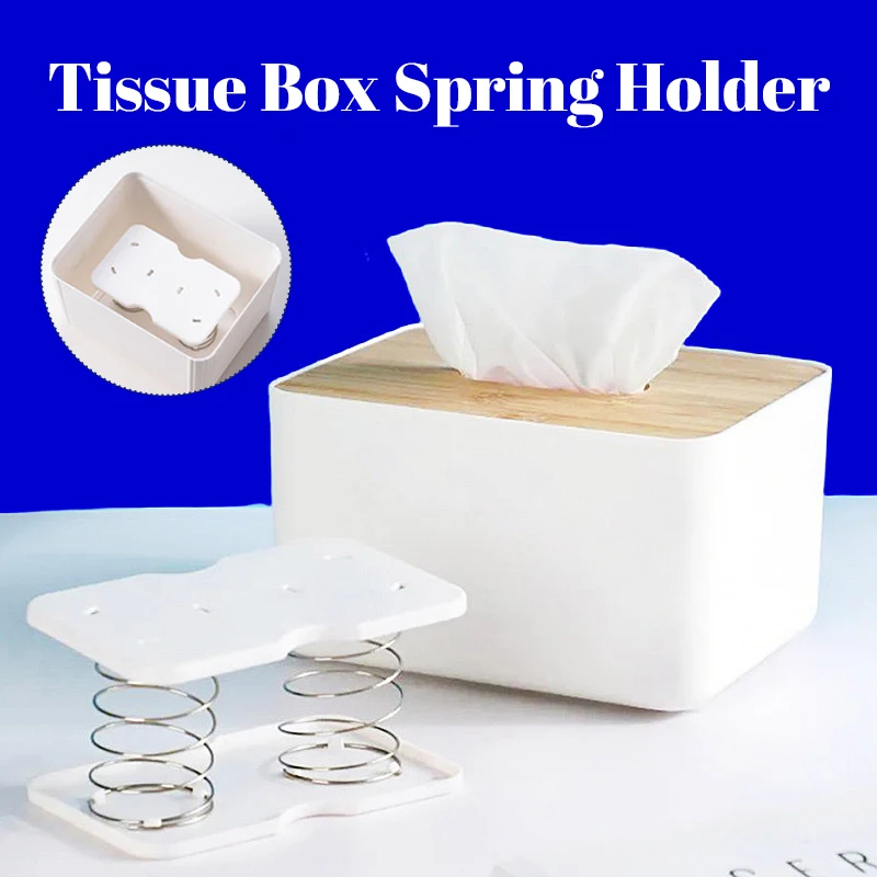 

Tissue Box Dispenser Spring Loaded Bathroom Kitchen Organizer with Universal Bracket Home Office Toilet Paper Holder